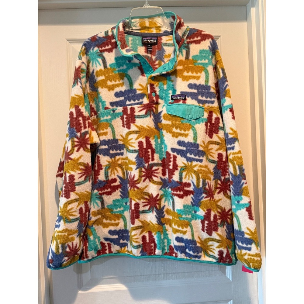 Patagonia Synchilla Snap T Fleece Pullover Teal Jacket Trees XXL